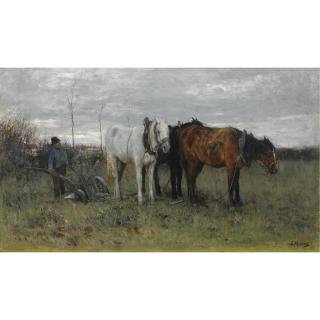 Anton Mauve - A Ploughing Farmer
