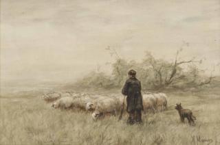 Anton Mauve - A shepherd and his flock