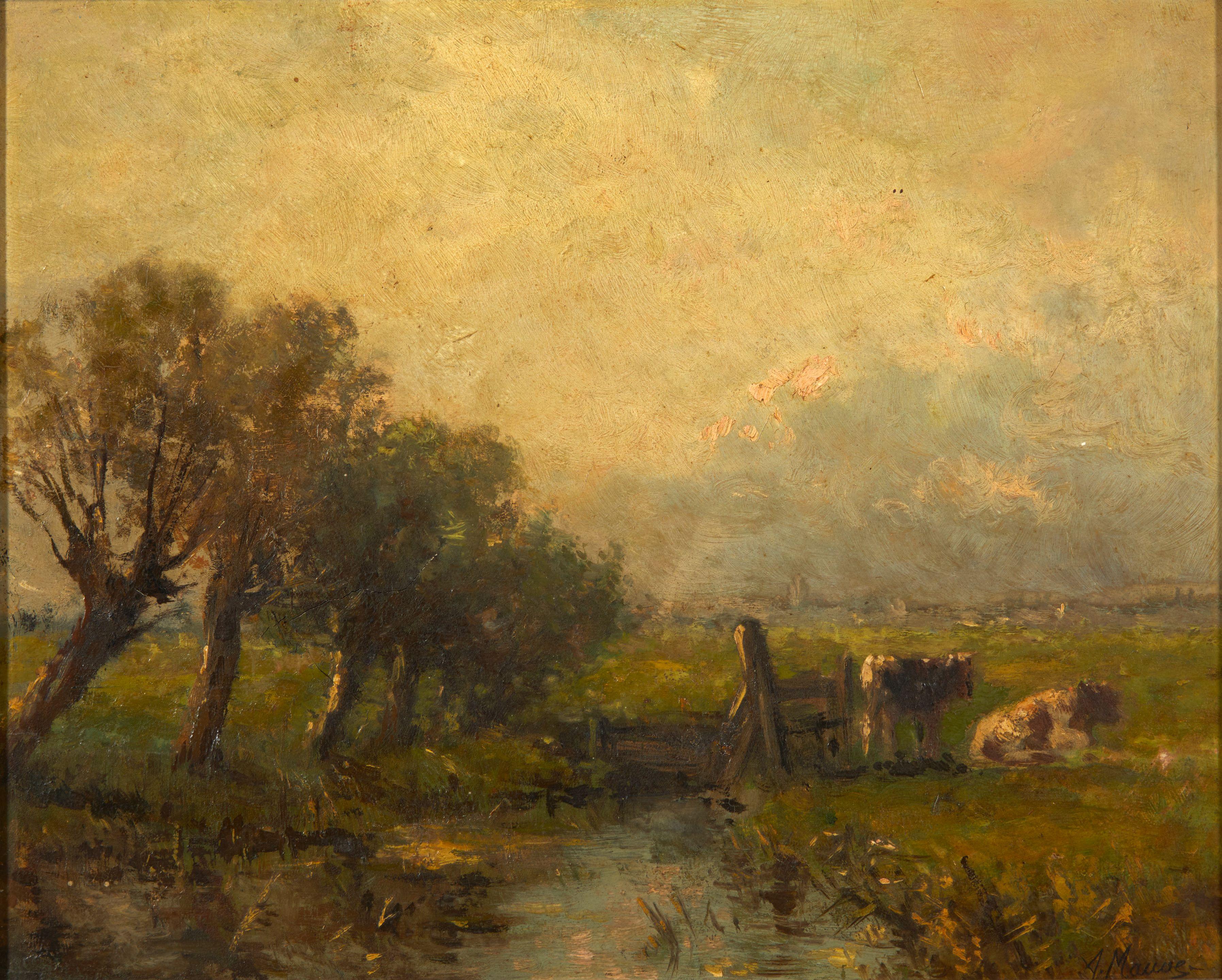 Anton Mauve - Cattle by a Stream framed 46.3 x 55.3 x 3.8 cm (18 1/4 x 21 3/4 x 1 1/2 in).