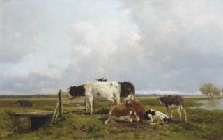 Anton Mauve - Cattle in an extensive polder landscape