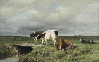 Anton Mauve - Cattle in an extensive polder landscape
