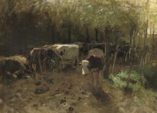 Anton Mauve - De Koeienbocht: a herd of cows on a country path