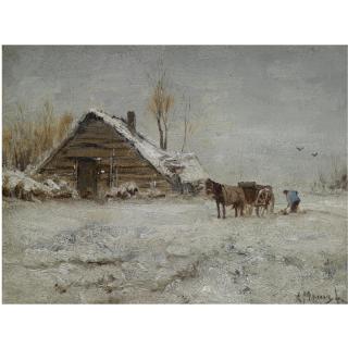 Anton Mauve - Dutch A Peasant At Work On A Wintry Day