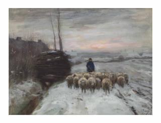 Anton Mauve - Guiding the flock to the heath, Laren