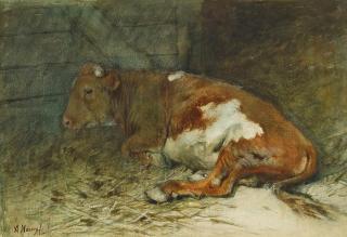 Anton Mauve - Kalb im Stall