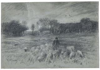 Anton Mauve - Landscape With A Shepherd And His Flock