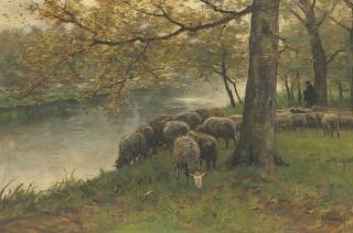 Anton Mauve - Sheep Watering by a River