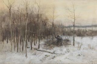 Anton Mauve - Sprokkelaars: a wood faggot in the snow
