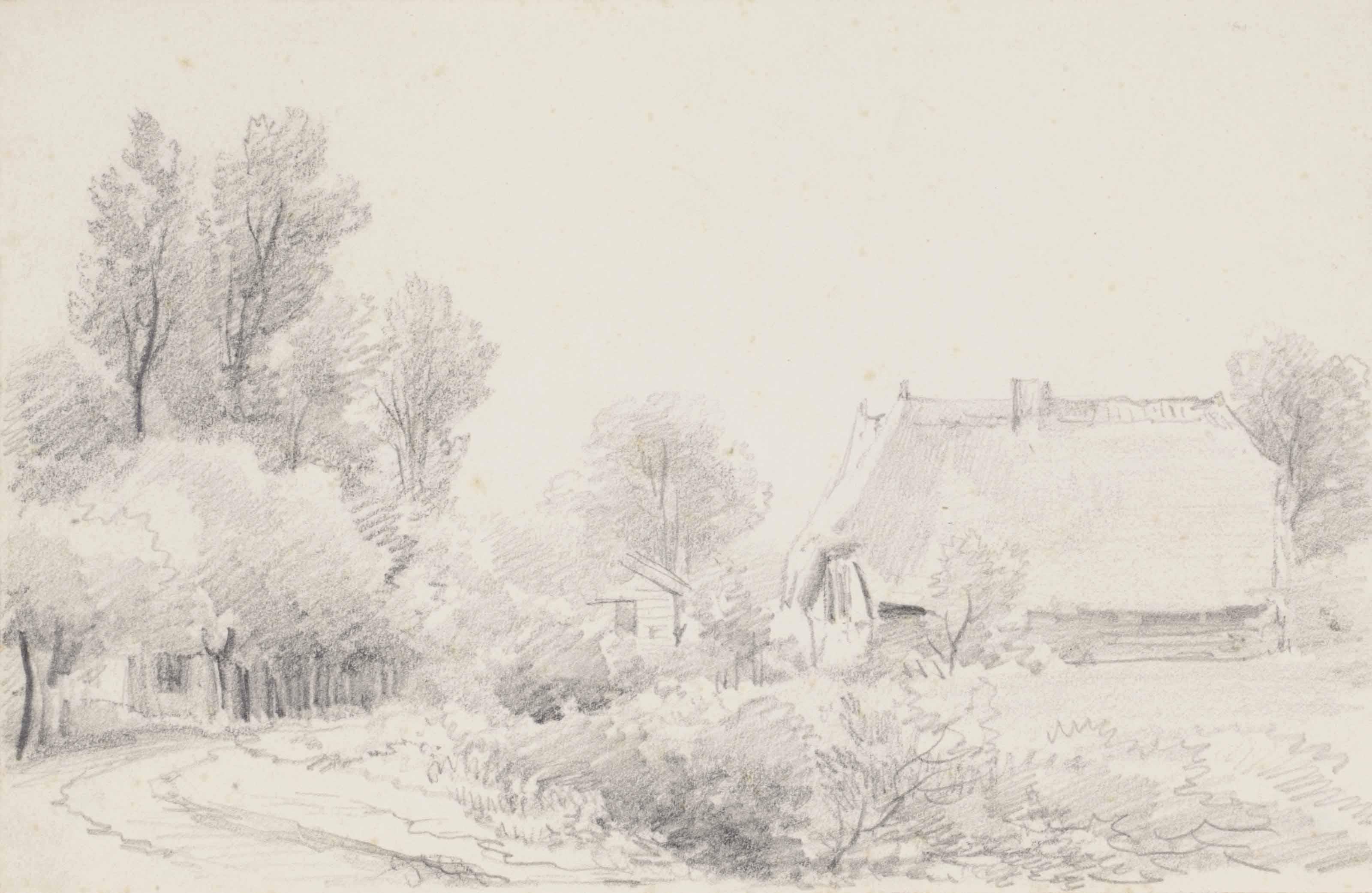 Anton Mauve - View of Zetten near Wageningen, a farmhouse at the right