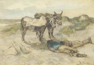 Anton Mauve - Welcome shade: donkeys and their keepers in the dunes