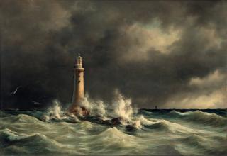 Anton Melbye - Lighthouse at Stora Bält
