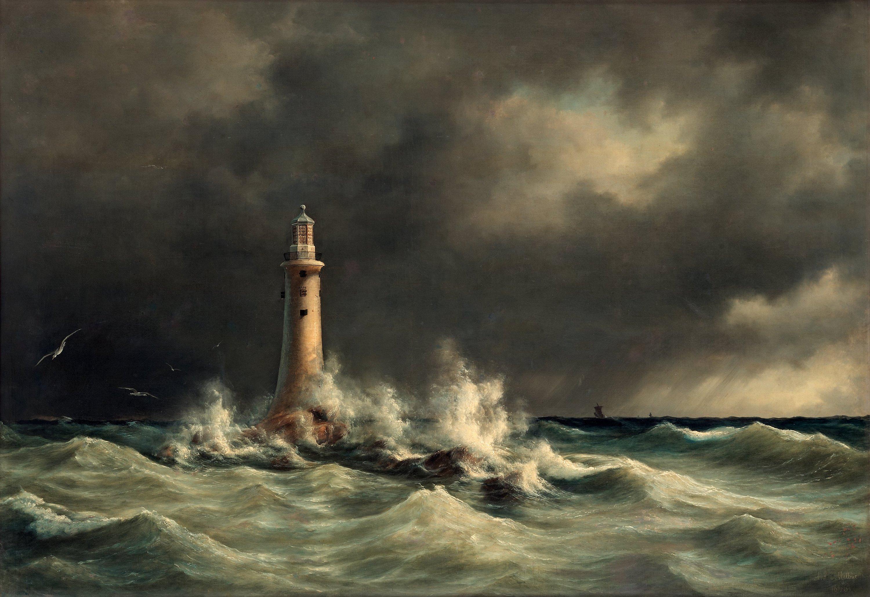 Anton Melbye - Lighthouse at Stora Bält