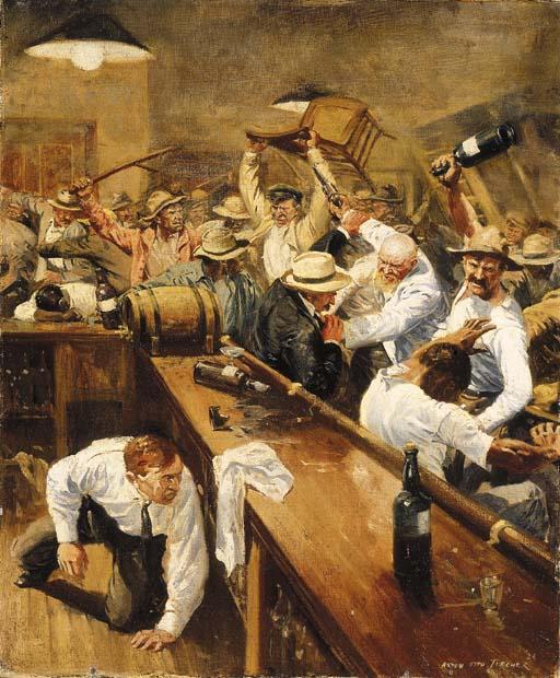 Anton Otto Fischer - A Barroom Brawl