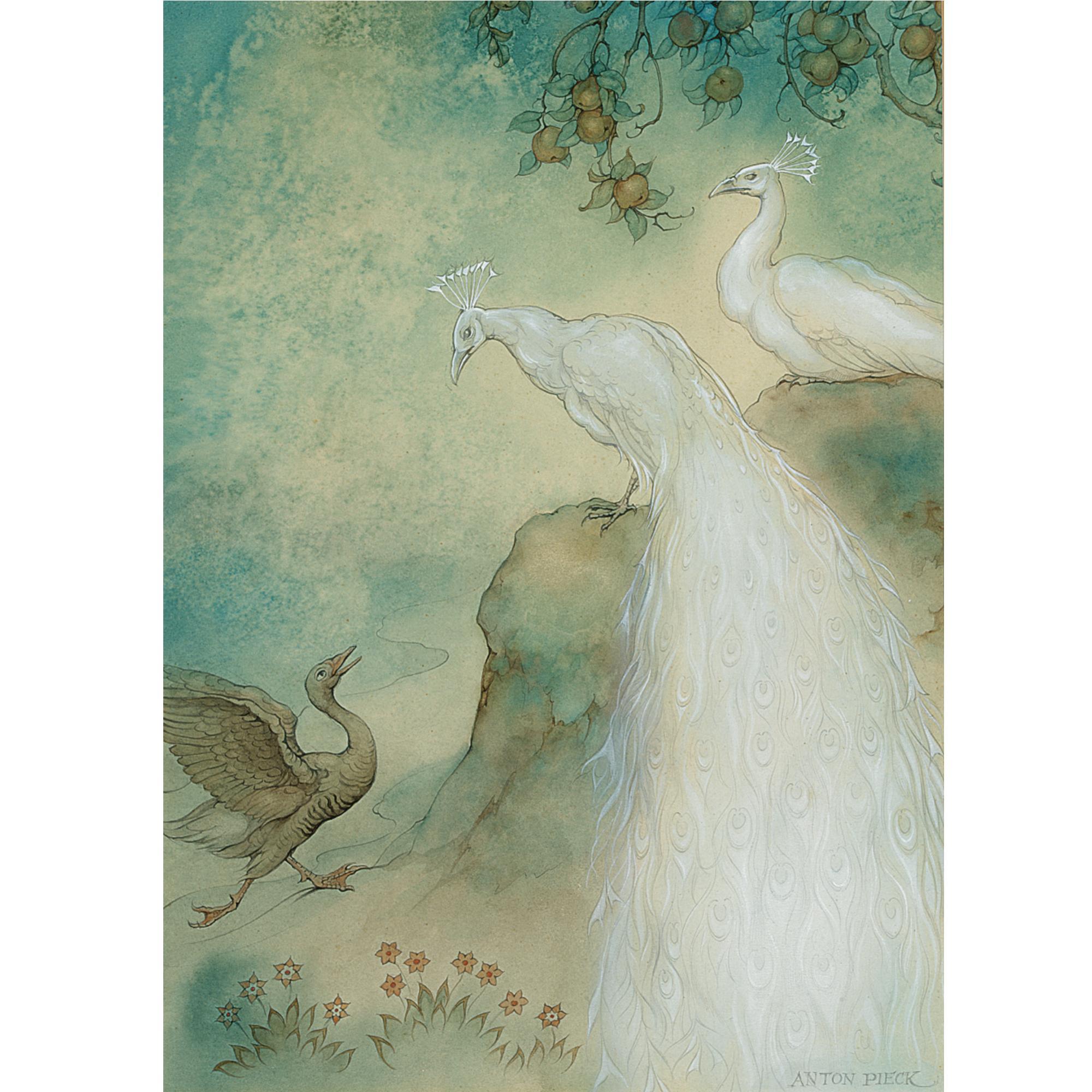 Anton Pieck - An Illustration For \'The Arabian Nights\': The 146St Night: The Story Of The Goose And The Couple Of Peacocks