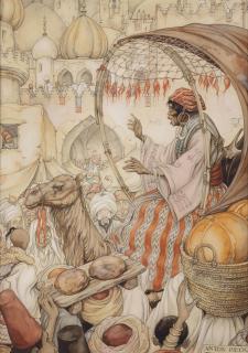 Anton Pieck - From 1001 Arabian nights; the story of The return of Kanmakan in Bagdad