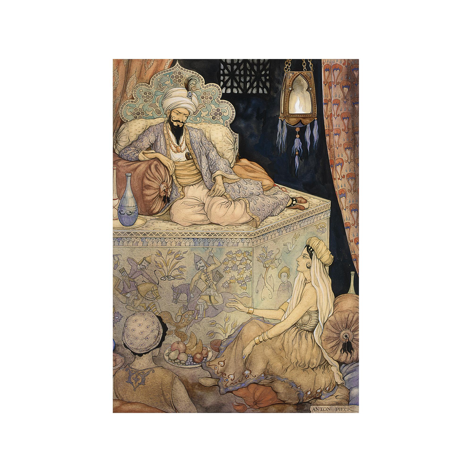 Anton Pieck - The Story Telling Of Queen Scheherazade To King Shahryar