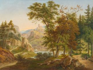 Anton Radl - Rheinlandschaft mit Blick auf den Drachenfels
