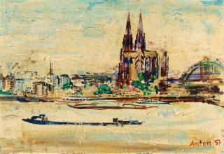 Anton Räderscheidt - Ansicht vom Kölner Dom und Deutzer Brücke.