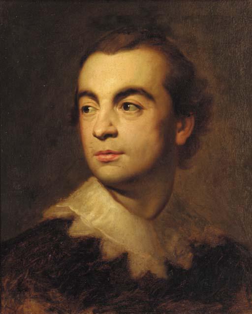 Anton Raphael Mengs - Portrait of a gentleman, bust-length, in a black coat with a van Dyck collar: a study