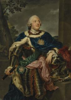 Anton Raphael Mengs - Portrait of Friedrich Christian, Prince of Saxony (1722-1763), three-quarter-length, in armour, with an ermine lined mantle and the sash and star of the Order of the White Eagle