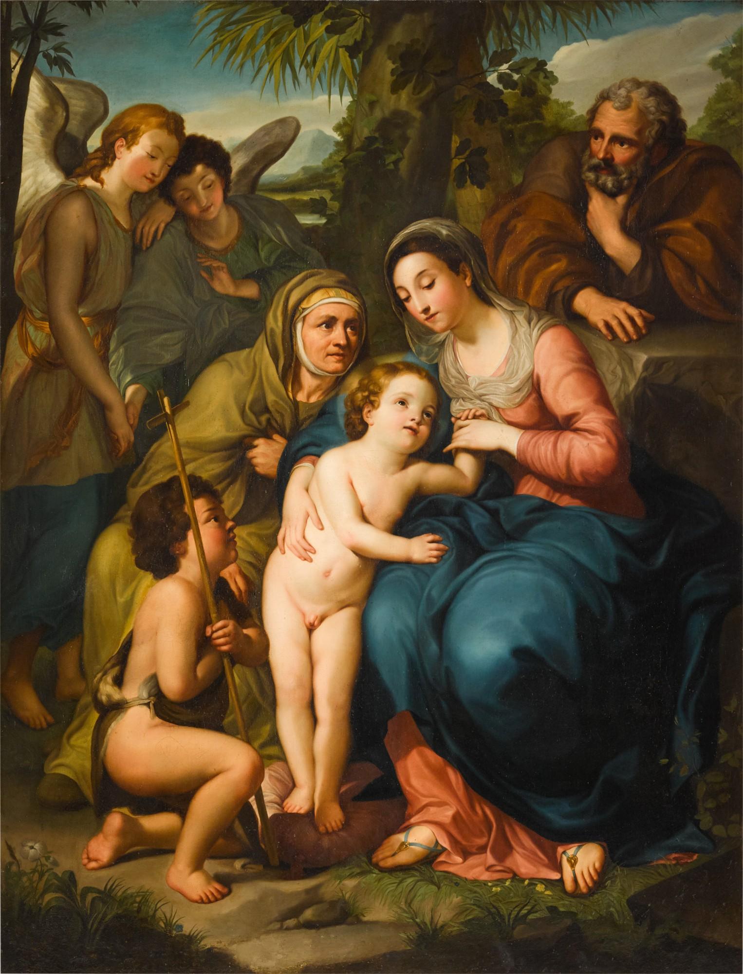 Anton Raphael Mengs - The Holy Family with Saint Elizabeth, the infant Saint John the Baptist and two angels, in a landscape