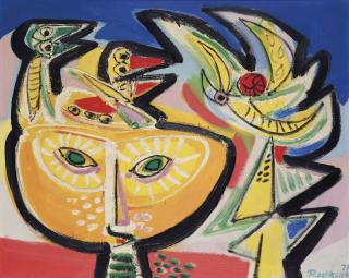 Anton Rooskens - Mask, Birds and Flower