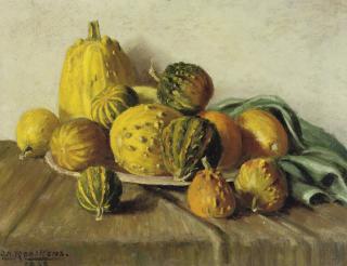 Anton Rooskens - Pronkappels: a still life with pumpkins