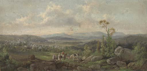 Anton Schoth - Riders before a Turkish town