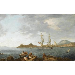 Anton Schranz - A British East Indiaman And Other Ships Entering Corfu Harbour