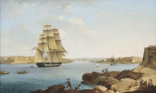 Anton Schranz - A British frigate entering Grand Harbour, Valetta, Malta