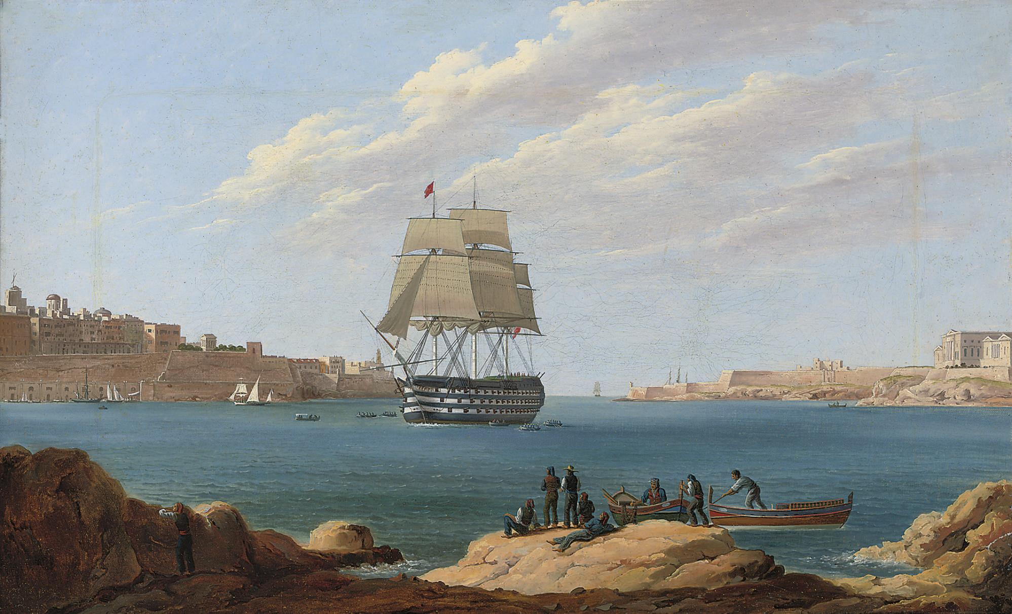 Anton Schranz - H.M.S. Britannia coming into Valetta, Malta