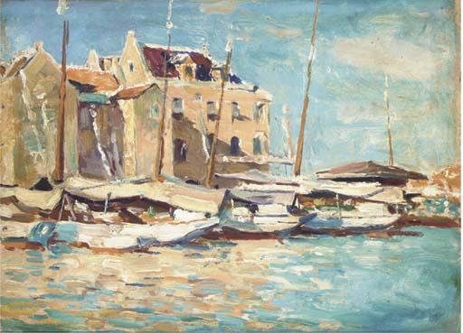 Anton Van Anrooy - West Indian harbour; and Figures in a West Indian harbour