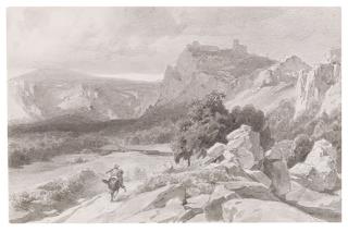 Anton von Werner - Blick auf die Burgruine Regenstein im Harz