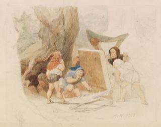 Anton von Werner - Zwerge im Wald (Entwurfszeichnung für ein Kinderzimmer)