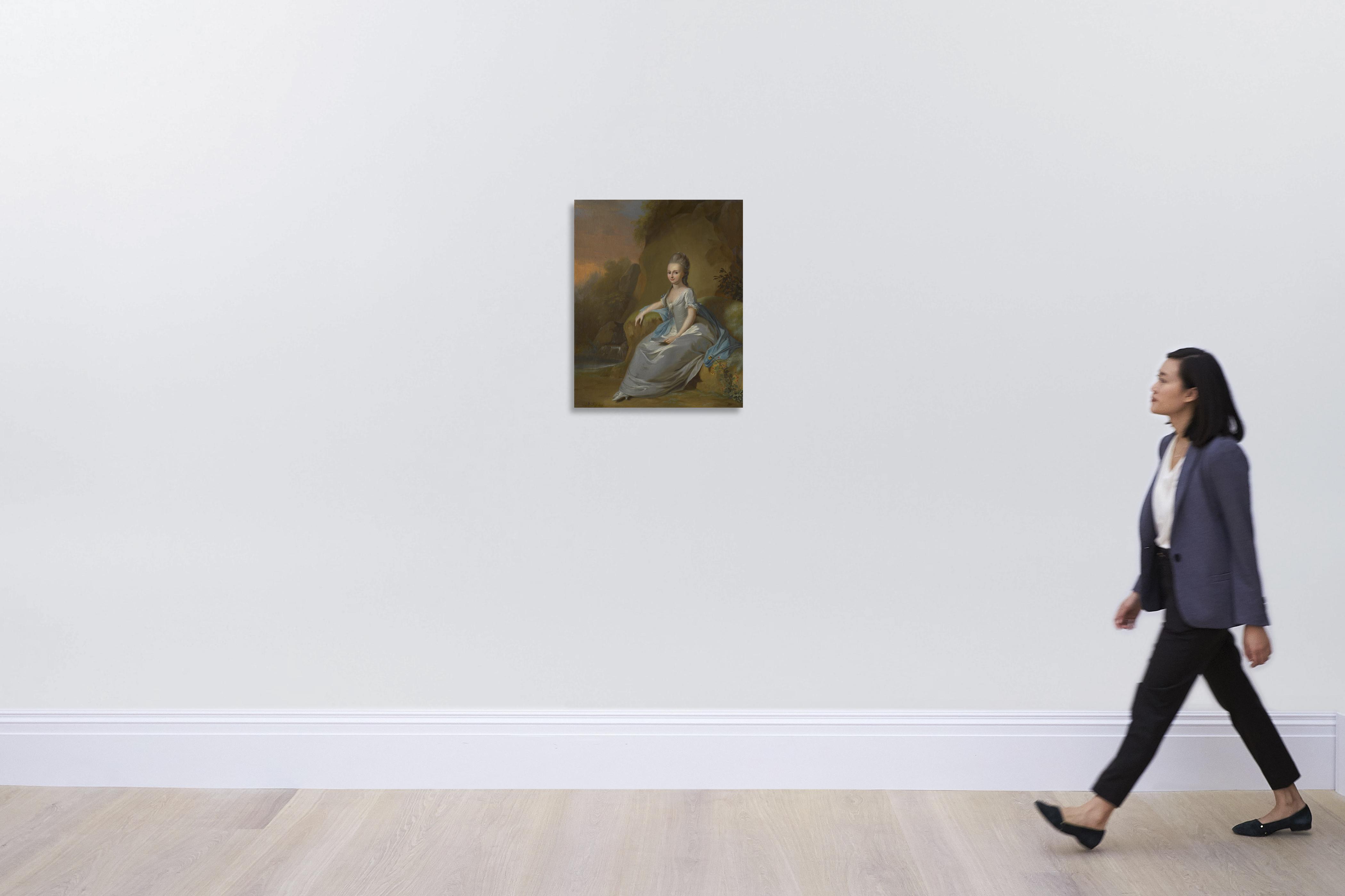 Anton Wilhelm Tischbein - Portrait Of Elisabeth Von Breitenbach, Wearing A Blue Dress, Seated In A Landscape