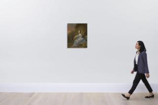 Anton Wilhelm Tischbein - Portrait Of Elisabeth Von Breitenbach, Wearing A Blue Dress, Seated In A Landscape