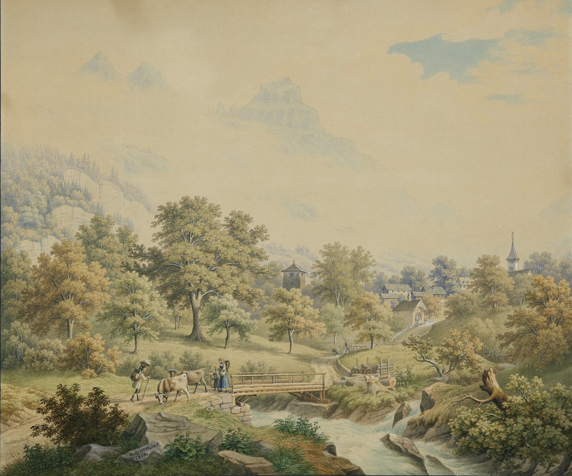 Anton Winterlin - Bürglen Bei Altdorf Am Eingang Zum Schächental, 1868