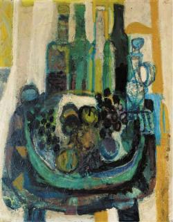 Antoni Clavé - Bouteilles et fruits