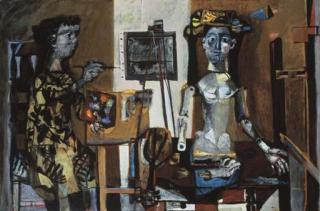 Antoni Clavé - Femme peintre et mannequin