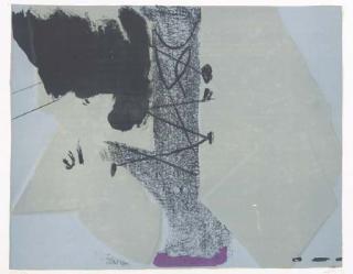 Antoni Tapies - Abstrakte Komposition auf grauem Grund