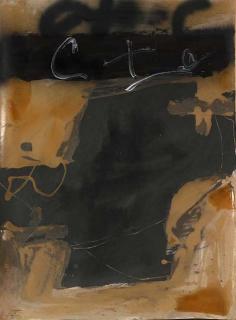 Antoni Tàpies - Croix en vernis et bande noire
