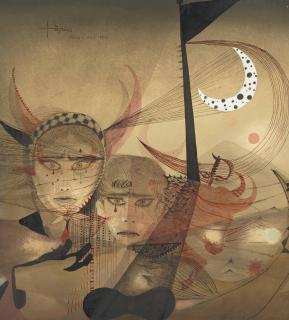 Antoni Tàpies - Deux personnages et taureau