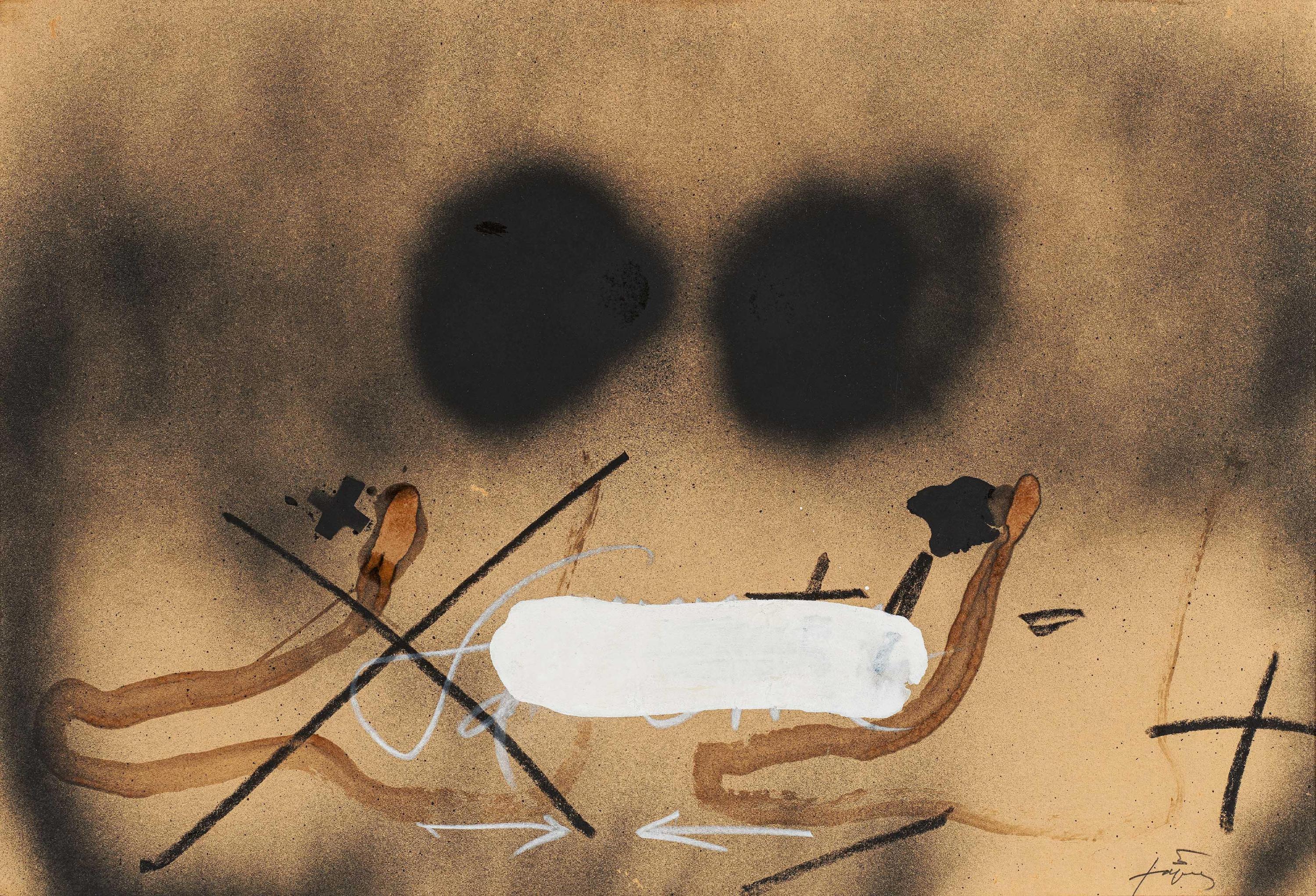 Antoni Tàpies - Dues Taques Negres Sobre Marro.