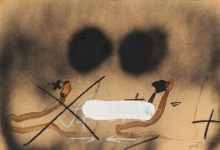 Antoni Tàpies - Dues Taques Negres Sobre Marro.