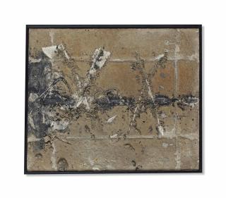 Antoni Tàpies - Ocre Gris Avec Graffitis