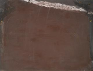 Antoni Tàpies - Pintura Oscura Con Pincelada Blanca