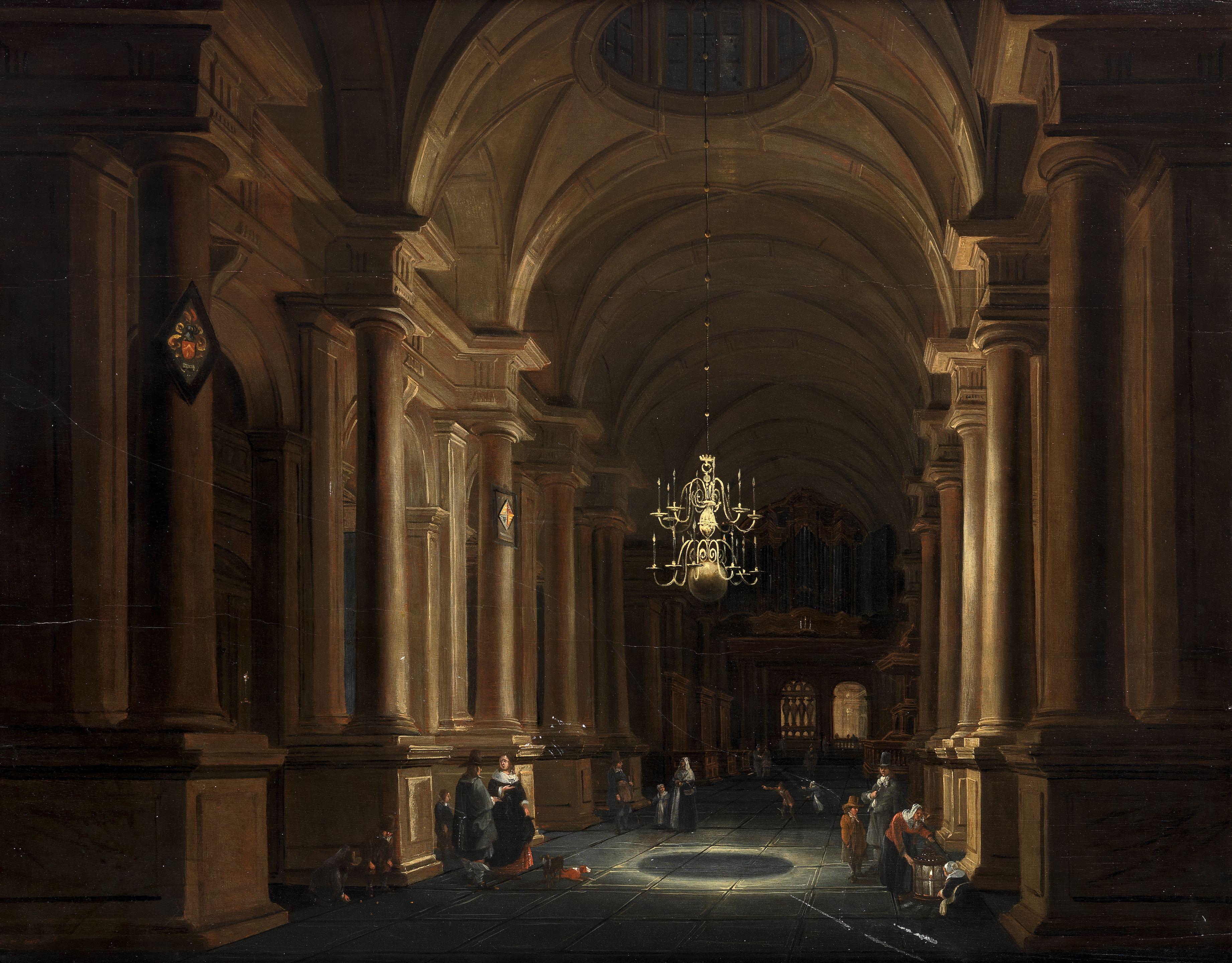 Antonie De Lorme - A church interior with elegant figures