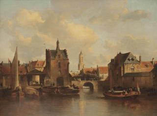 Antonie Waldorp - A view of Delft with the Rotterdamse poort, the Schiedamse poort and the Kethel poort