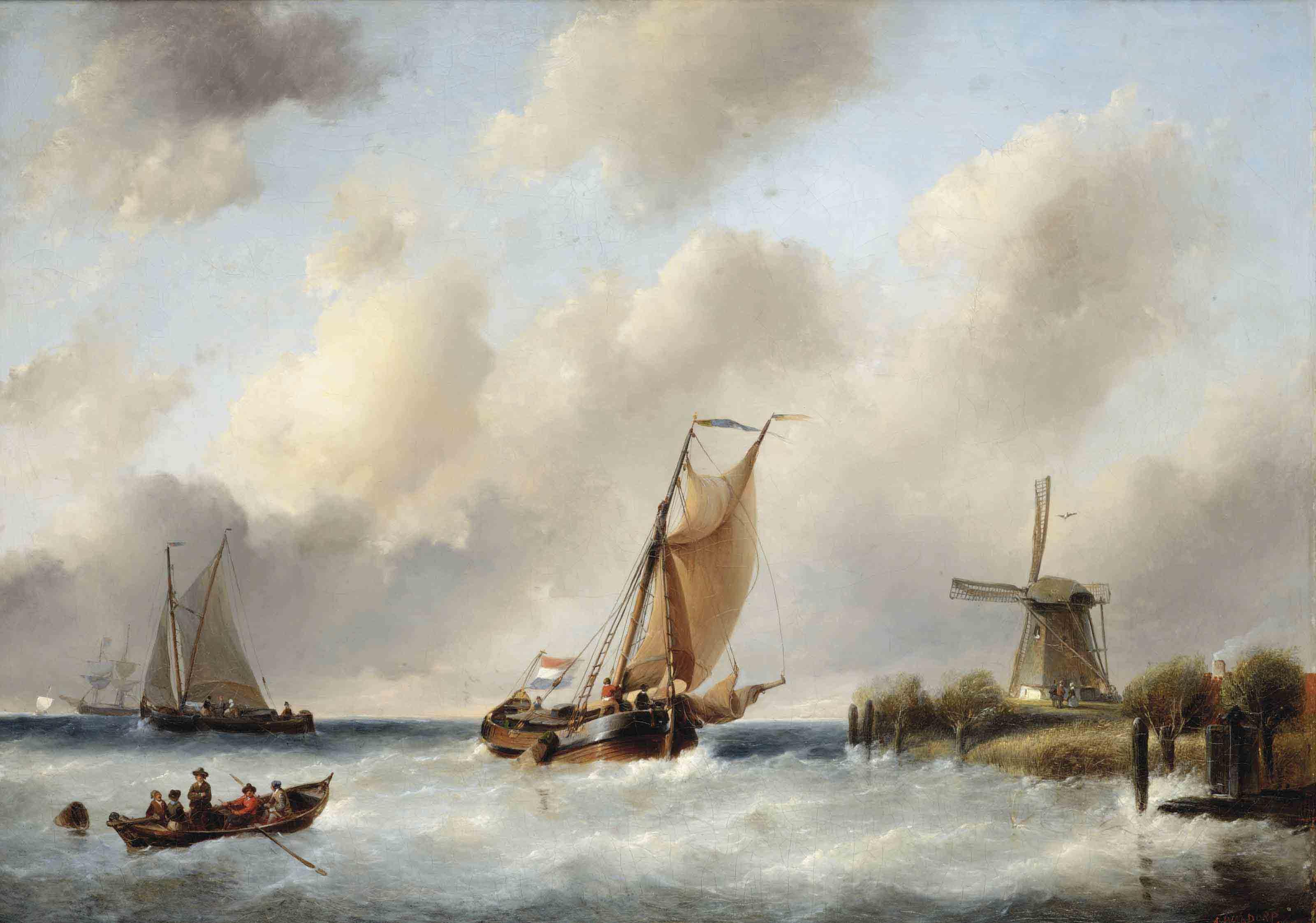 Antonie Waldorp - Ships in a stiff breeze
