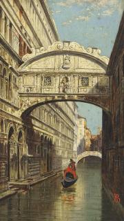 Antonietta Brandeis - A gondolier at the Bridge of Sighs, Venice